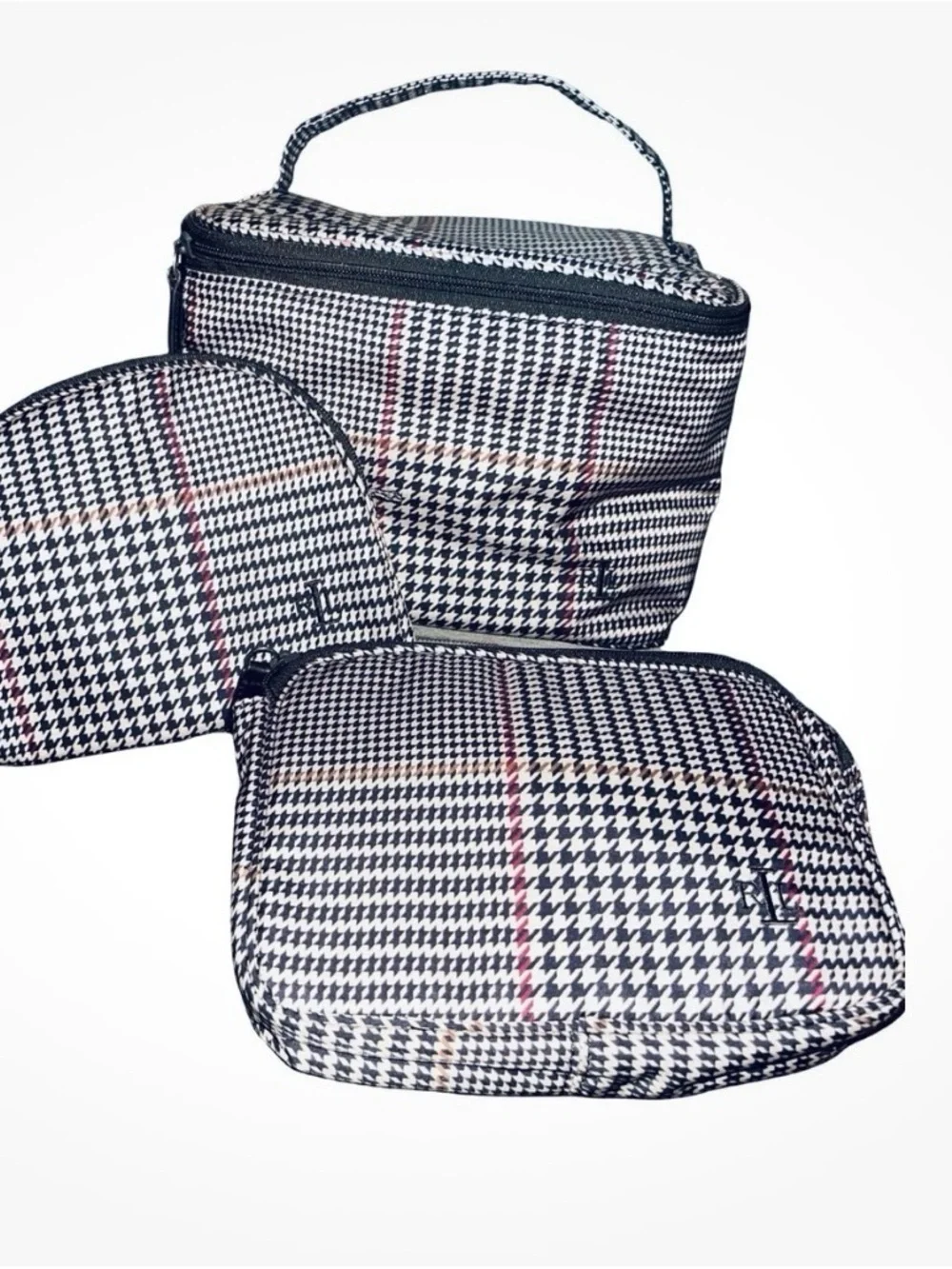 Lauren Ralph Lauren Houndstooth 3-Piece Cosmetic Bag Travel Gift Set